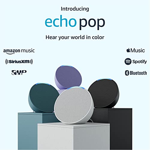 Amazon Echo Pop (newest model), Full sound compact smart speaker with Alexa, Glacier White